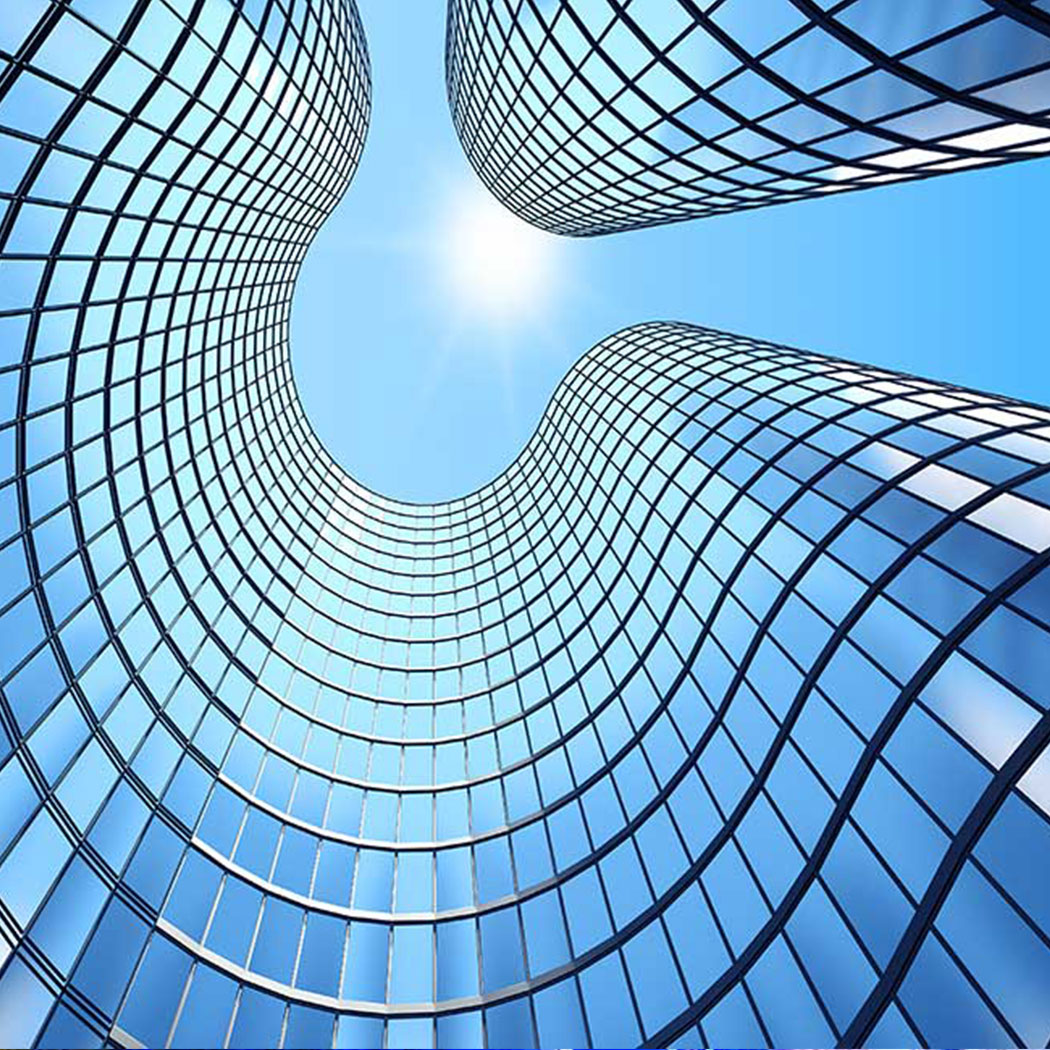 view of curvy buildings looking up to sky, Dell Technologies | DXC Technology