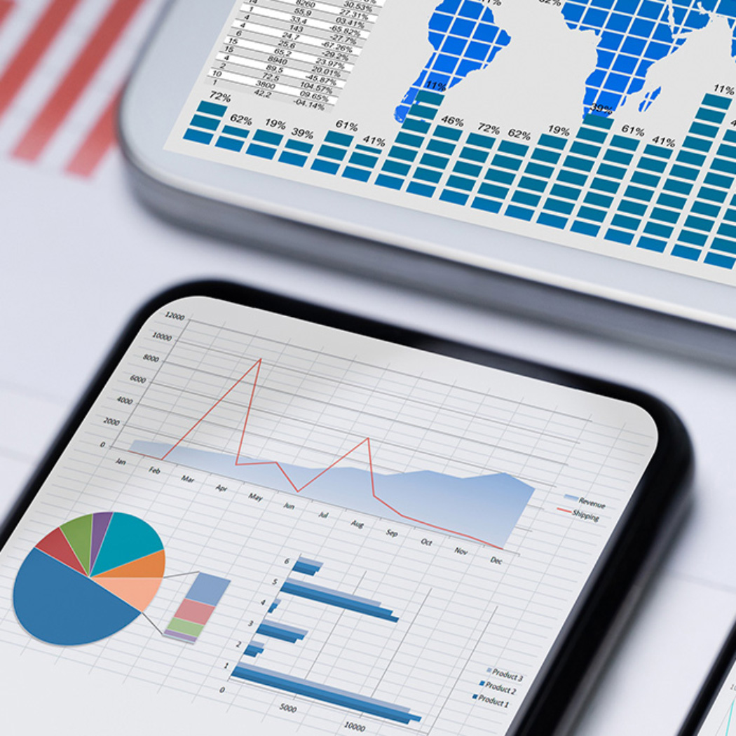 two tablets showing charts & graphs, Dell Technologies | DXC Technology